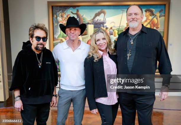 Tony Brown, Kenny Chesney, Carlene Carter and John Carter Cash attend the Country Music Hall of Fame Inductee Announcement at the Country Music Hall...