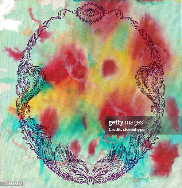 blood stained frame - tie dye fabric stock illustrations