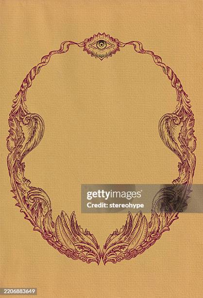 frame on brown paper - colonial style stock illustrations