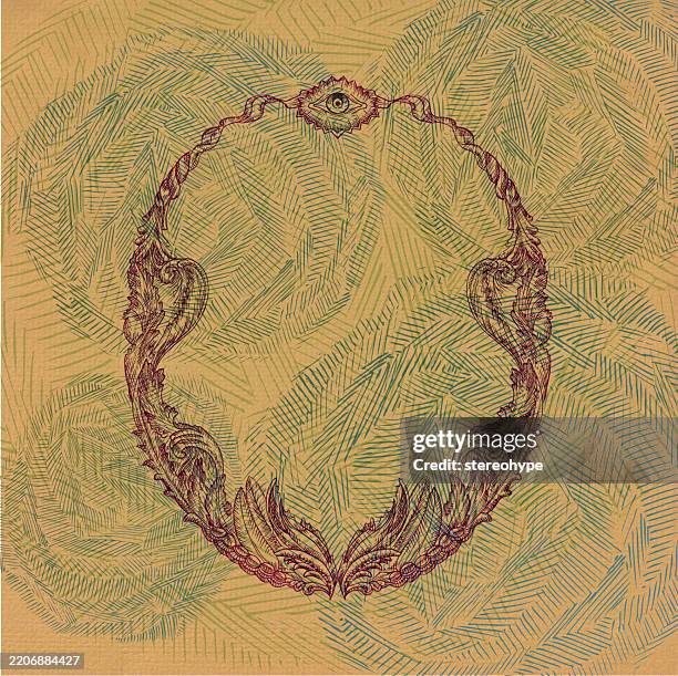 straw bale frame - aztec border stock illustrations