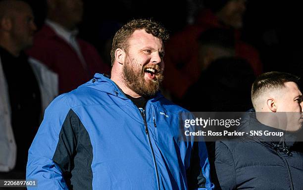 Worlds strongest man Tom Stoltman during a William Hill Premiership match between Dundee and Rangers at the Scot Foam Stadium at Dens Park, on March...