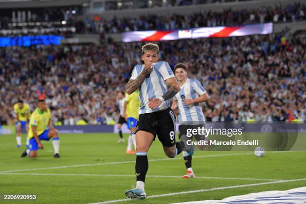 Enzo Fernández of Argentina celebrates after scoring the team's second goal during the South of American FIFA World Cup 2026 Qualifier between...
