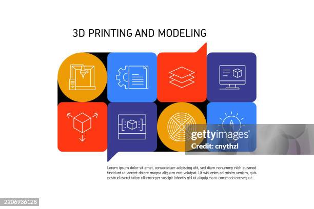 3d printing and modeling concept banner design. project, industry, filament, creativity, layers. - folder mockup stock illustrations