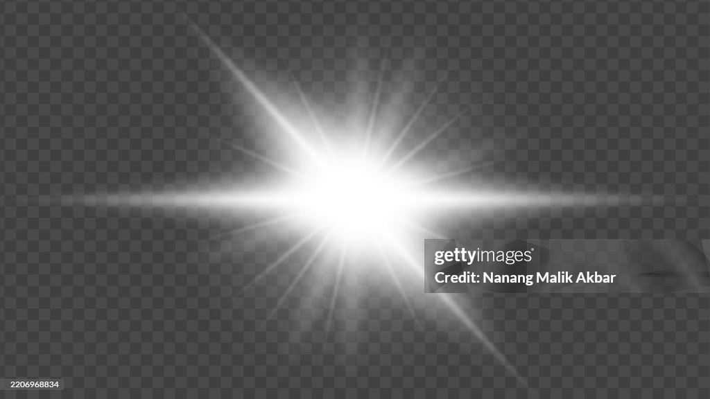 White sunlight or flare light effect with transparent background
