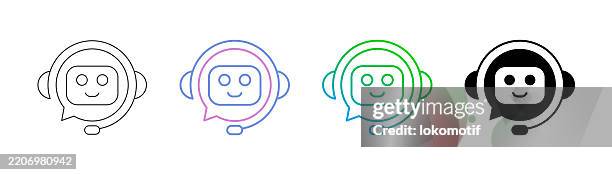 ai chatbot icon has four styles: editable stroke line, duocolor line, gradient line, and solid. it is suitable for web design, mobile apps, ui, ux, and gui design. - virtual assistant stock illustrations
