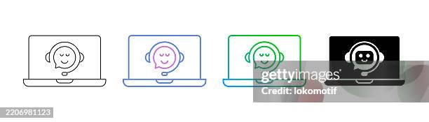 online customer sevice icon has four styles: editable stroke line, duocolor line, gradient line, and solid. it is suitable for web design, mobile apps, ui, ux, and gui design. - software engineer discussion stock illustrations
