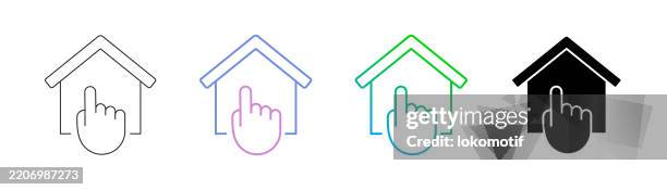 real estate listing icon has four styles: editable stroke line, duocolor line, gradient line, and solid. it is suitable for web design, mobile apps, ui, ux, and gui design. - colourful interior design stock illustrations
