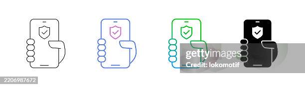 mobile vpn icon has four styles: editable stroke line, duocolor line, gradient line, and solid. it is suitable for web design, mobile apps, ui, ux, and gui design. - vpn stock illustrations