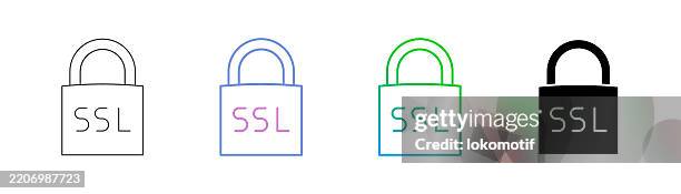 ssl secure socket layer icon has four styles: editable stroke line, duocolor line, gradient line, and solid. it is suitable for web design, mobile apps, ui, ux, and gui design. - https security stock illustrations