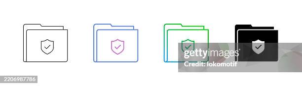 data protection icon has four styles: editable stroke line, duocolor line, gradient line, and solid. it is suitable for web design, mobile apps, ui, ux, and gui design. - database stock illustrations