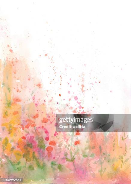 illustrazioni stock, clip art, cartoni animati e icone di tendenza di sfondo multicolore astratto. pittura ad acquerello. - fiore di campo
