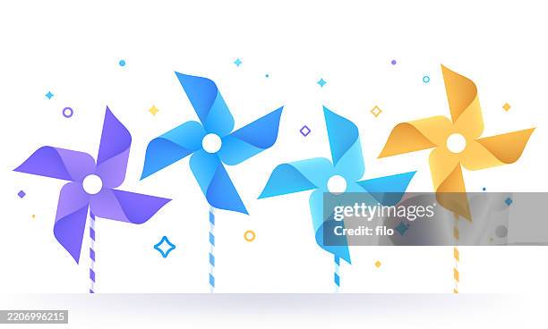 ilustraciones, imágenes clip art, dibujos animados e iconos de stock de fondo de viento de la brisa de la primavera del molinete - molino de papel