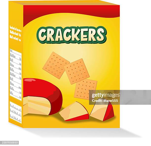 brightly colored box of crackers with shadow - vector cheese and crackers stock illustrations