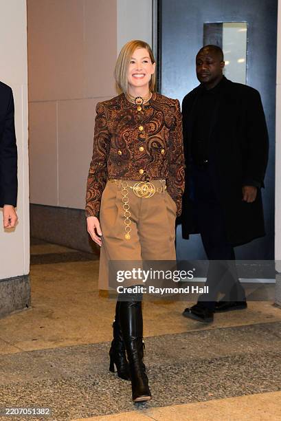 Rosamund Pike is seen at CBS Studios on March 26, 2025 in New York City.