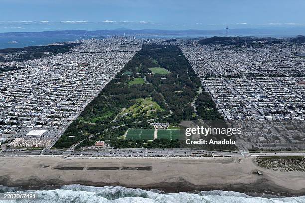 General view of Golden Gate Park and residential areas in San Francisco, California, United States on March 29, 2025.