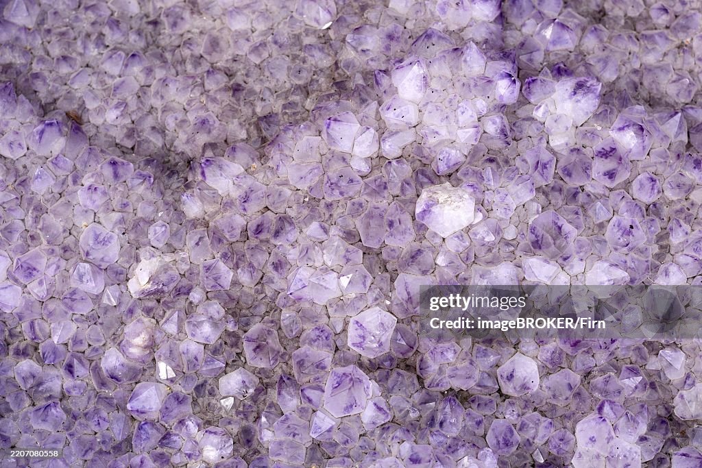 Close up of beautiful large violet Amethyst Cactus Quarz stone