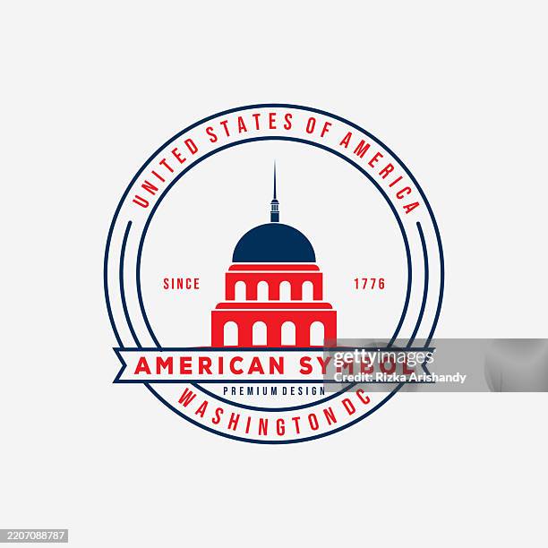 us washington capitol badge logo vector illustration design. american symbol - hollywood house stock illustrations