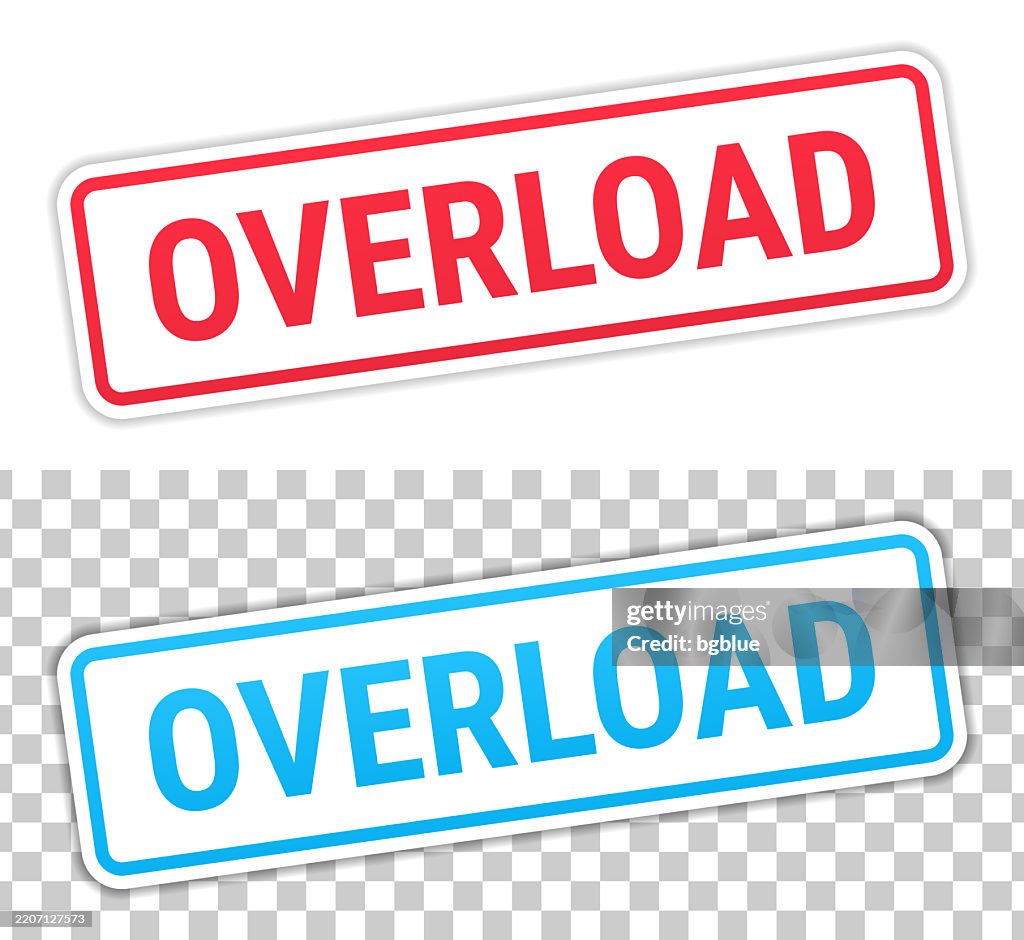 Overload Label Overload Red And Blue Labels On Blank Background High-Res Vector ...