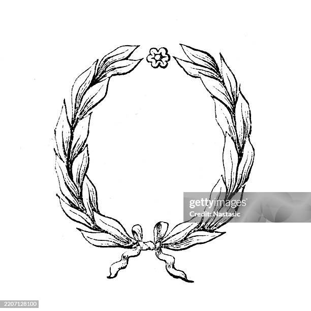 the corona triumphalis crown ,denotes honours awarded during the roman empire to a victorious general in lieu of a full roman triumph - laurel wreath stock illustrations