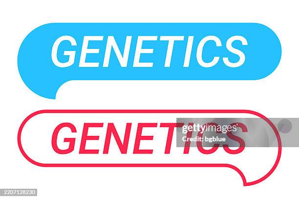 genetics - blue and red speech bubble on white background - inheritance stock illustrations