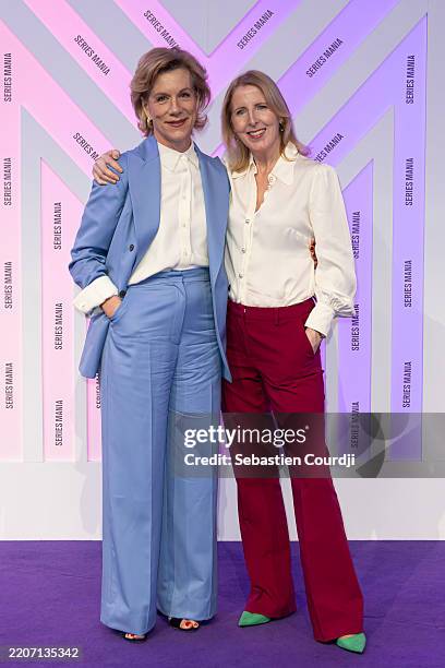 Juliet Stevenson and Fenella Woolgar attend "the deal" premiere during Day Six of the Series Mania Festival on March 26, 2025 in Lille, France.