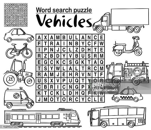 word search puzzle vector. vehicles - word search puzzle vector stock illustrations