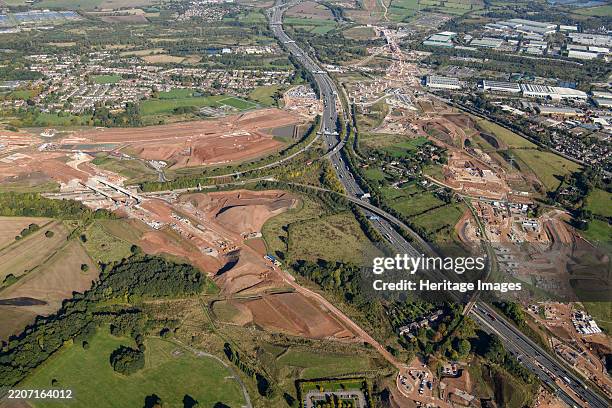 Construction of the Delta Junction on the HS2 railway line, Birmingham, 2024. Creator: Damian Grady.