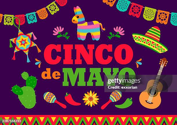 ilustraciones, imágenes clip art, dibujos animados e iconos de stock de cinco de mayo de celebración - papel picado