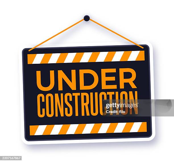 under construction hanging sign - open window building stock illustrations