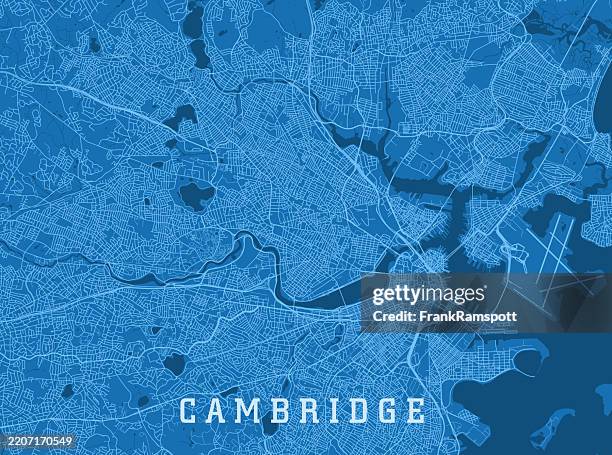 ilustrações de stock, clip art, desenhos animados e ícones de cambridge ma city vector road map blue horizontal - cambridge massachusetts