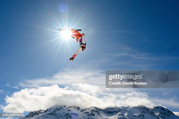 Pirmin Werner of Team Switzerland warms up during Mixed Team Aerials Finals during Day 11 of the FIS Snowboard, Freestyle and Freeski World...
