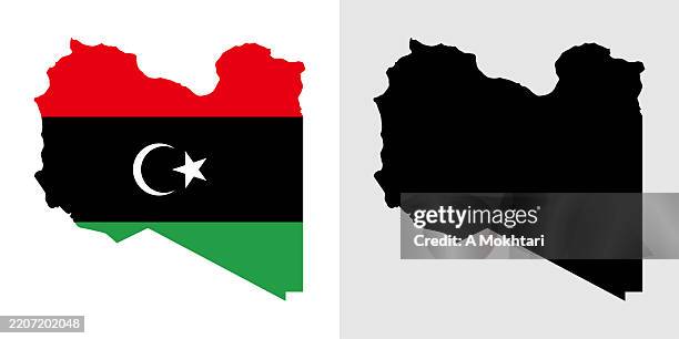 libya map with flag texture. - libya flag stock illustrations