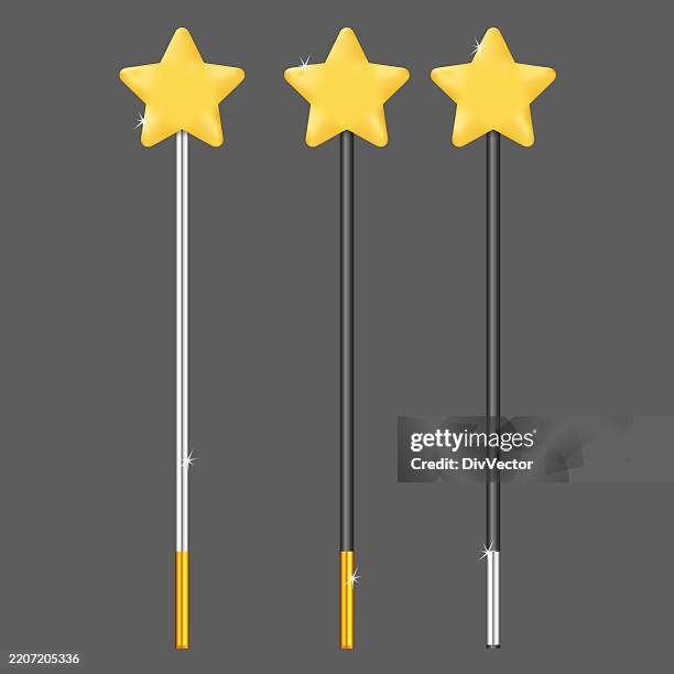 magical stick with sparkle - magic trick stock illustrations