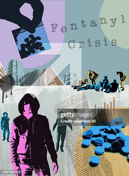 fentanyl crisis - smuggling stock illustrations