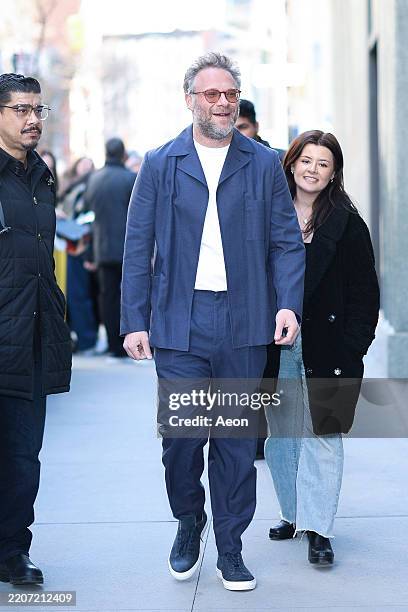 Seth Rogen seen at 'The View' in Hudson square on March 27, 2025 in New York City.