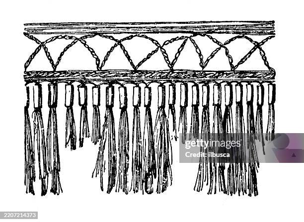 fringe and valence ornament, decoration, design element - ancient greece pattern stock illustrations