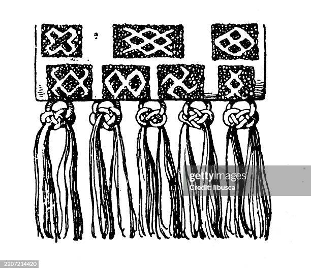 fringe and valence ornament, decoration, design element - frayed rope stock illustrations