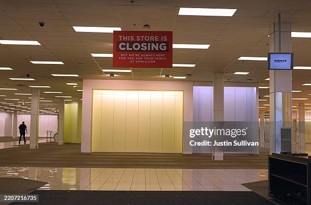Sign hangs inside an empty closed Kohl's store on March 27, 2025 in San Rafael, California. Wisconsin-based retailer Kohls is set to close 27...
