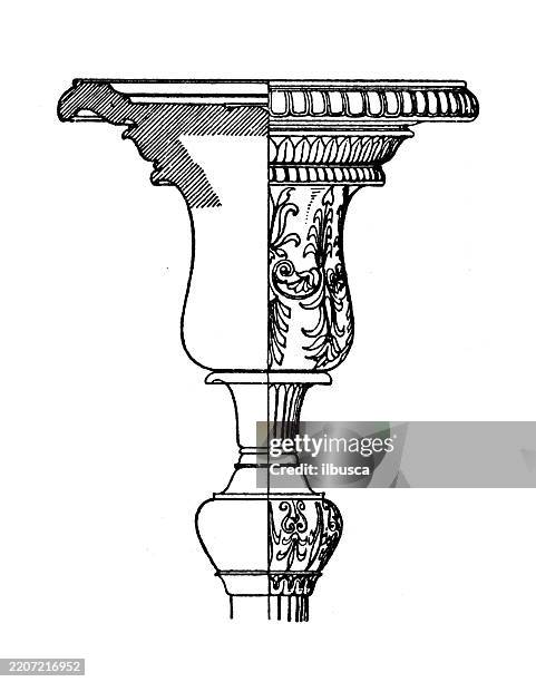 candelabrum capital support ornament, decoration, design element - pillar candle stock illustrations