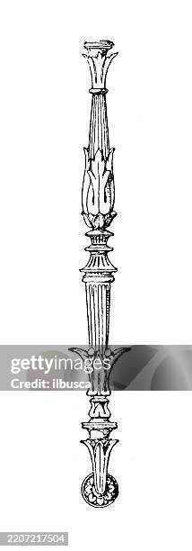 railing post support ornament, decoration, design element - neo classical stock illustrations