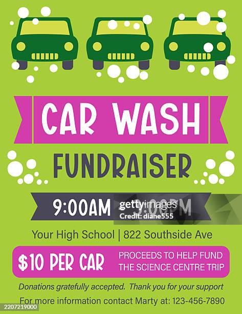 fun car wash fundraiser flyr, poster oder hintergrundvorlage - fundraising stock-grafiken, -clipart, -cartoons und -symbole