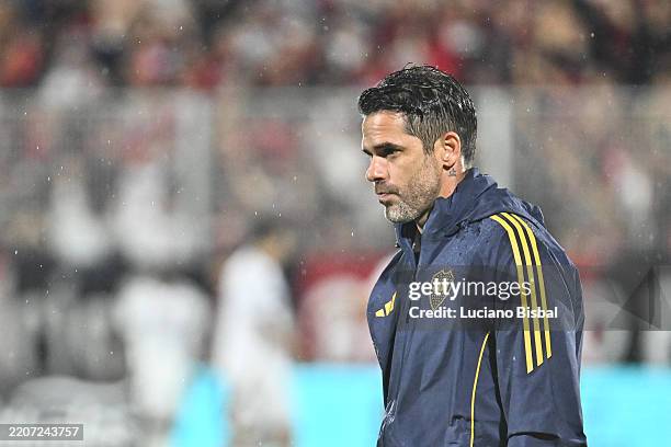 Head coach Fernando Gago of Boca Juniors reacts after a 2-0 loss during the Torneo Apertura Betano 2025 match between Newell´s Old Boys and Boca...