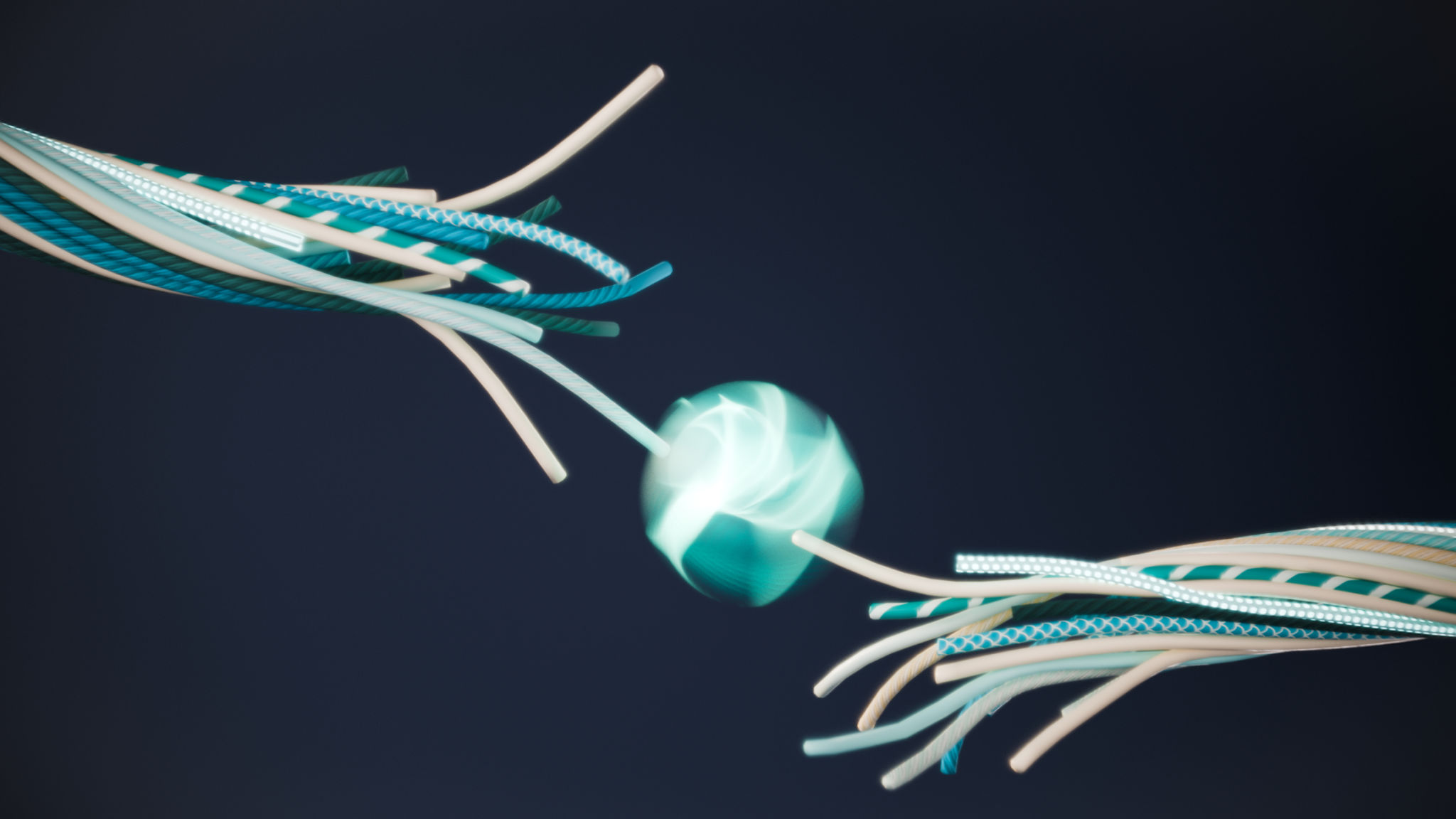 Blurry particle between two frayed rope ends Blurry particle between two frayed rope ends