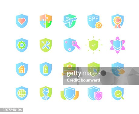 Shield Flat Color Gradient Icons. Vector Shield Flat Color Gradient Icons. Vector