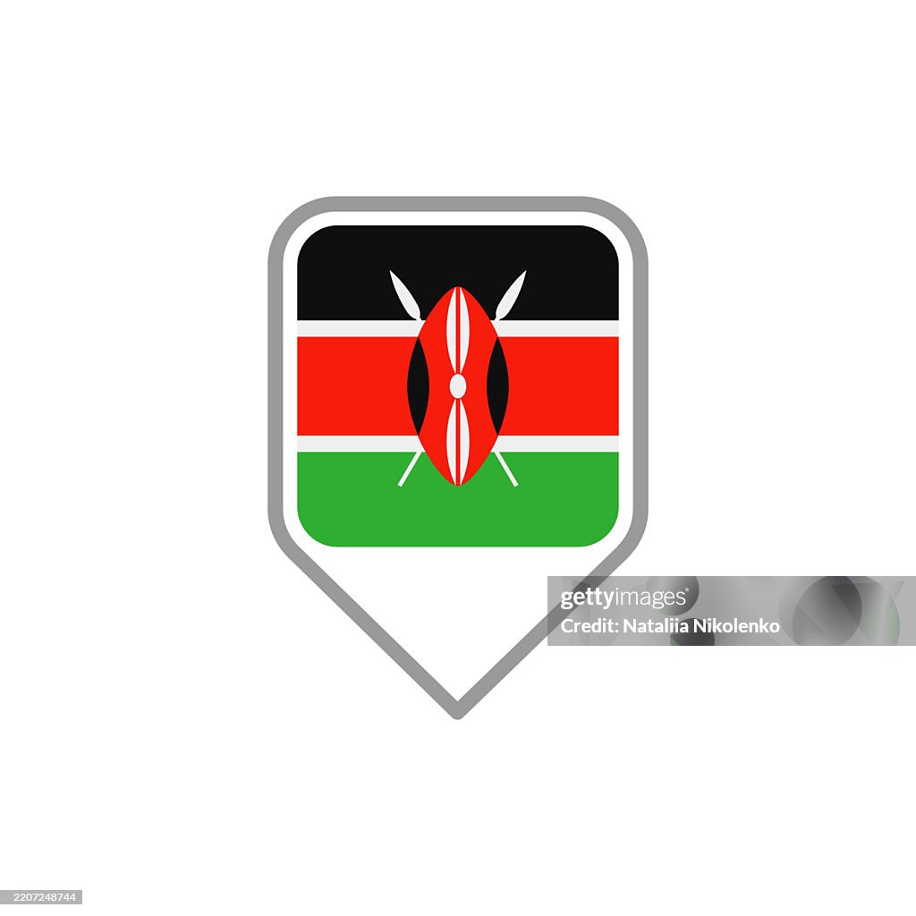 Kenya - Flag Pin Square Icon.
