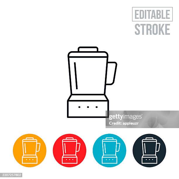 blender thin line icon - editable stroke - making smoothie stock illustrations