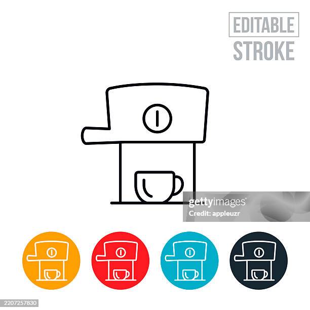 espresso machine thin line icon - editable stroke - making espresso stock illustrations