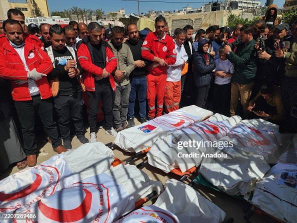 Funerals of 8 Palestinian health workers held in Khan Yunis Funerals of 8 Palestinian health workers held in Khan Yunis