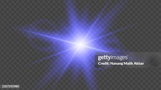 ilustrações de stock, clip art, desenhos animados e ícones de blue sunlight or flare light effect with transparent background - luz led