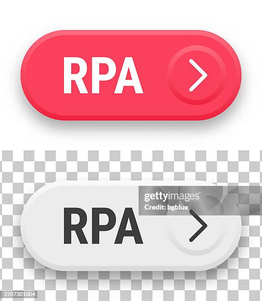rpa - robotic process automation - 3d click web buttons on blank background - robotic process automation stock illustrations